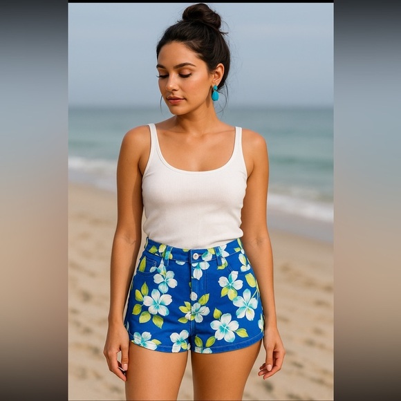 Hollister by Abercrombie & Fitch Juniors’ Tropical Blue Shorts | Size 23” Waist - Picture 2 of 3